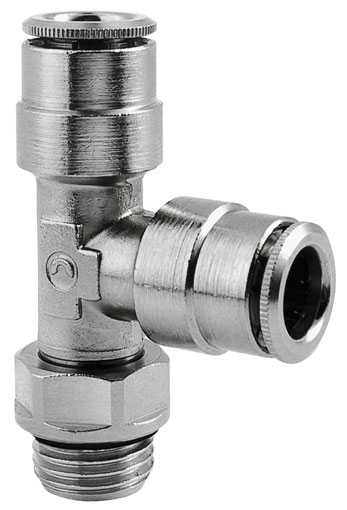 8mm OD x 1/4" BSP O-RING SWIVEL RUN TEE - 6442 8 1/4